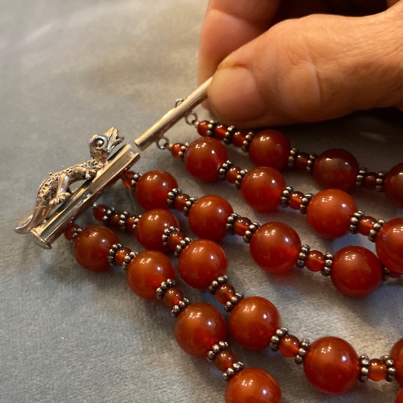 Two Blonde Lizzards Sterling Silver Red Carnelian Bracelet - Picture 10 of 12